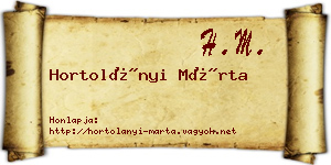 Hortolányi Márta névjegykártya